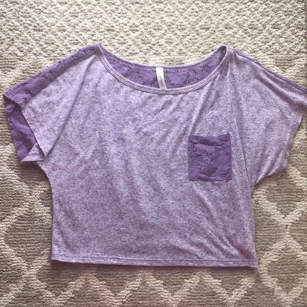 Aeropostale Cute Purple Fashion Tee with Lace Back